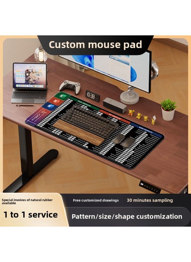 Generic - Multilingual Shortcut Mouse Pad Office Oversized Lock Edge Desktop Non-Slip Computer Mouse Pad For One Generation-Color:300*800*2 Mm-Pattern:Russian [word+excel+office+ps+cad] - Image 1