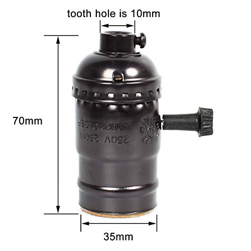 PRUNLLA Vintage Lamp Socket E26/E27 lamp Holder,PRUNLLA Light Socket with Turn Knob Edison Industrial Metal Shell for Fixture Replacement DIY Lighting,10Pack (Pearl Black) - Image 2