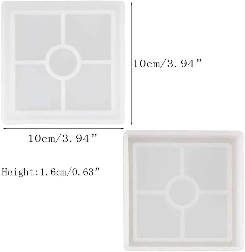 SNOOGG® DIY Coaster 4 Inch Square with Border Silicone Mold for Epoxy Mold Multipurpose for Resin Art and Craft Casting and More ..Pack of 5 - Image 2