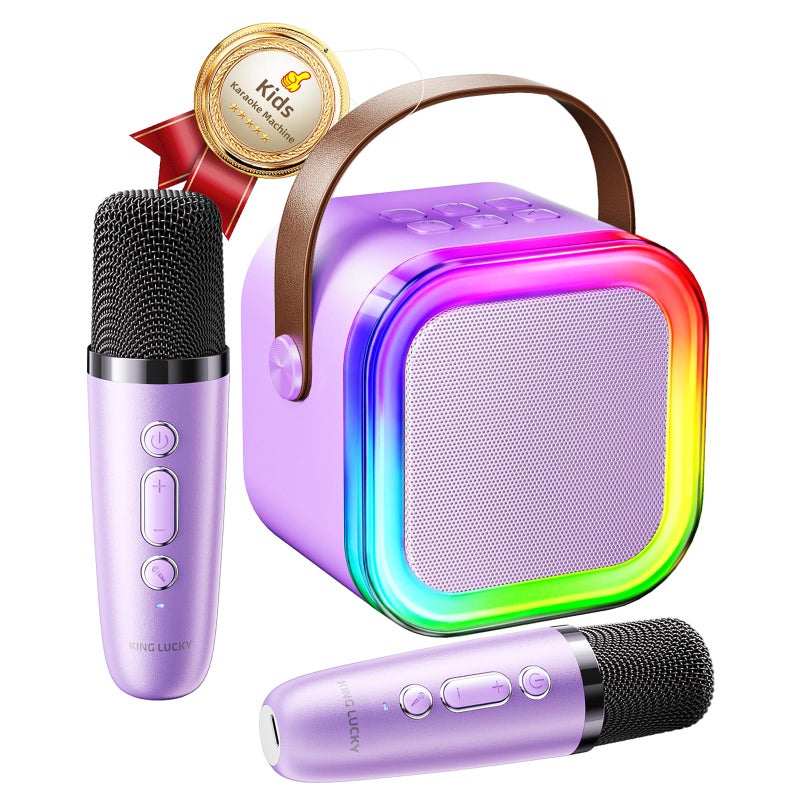 Kinglucky Mini Karaoke Machine for Kids Top Birthday Gift Pick for Girls Ages 3 4 5 6 7 8 9 10 11 12 Years Old Kids Personal Video Players Accessories with 2 Mics Valentine Kid Gift Purple - Image 2