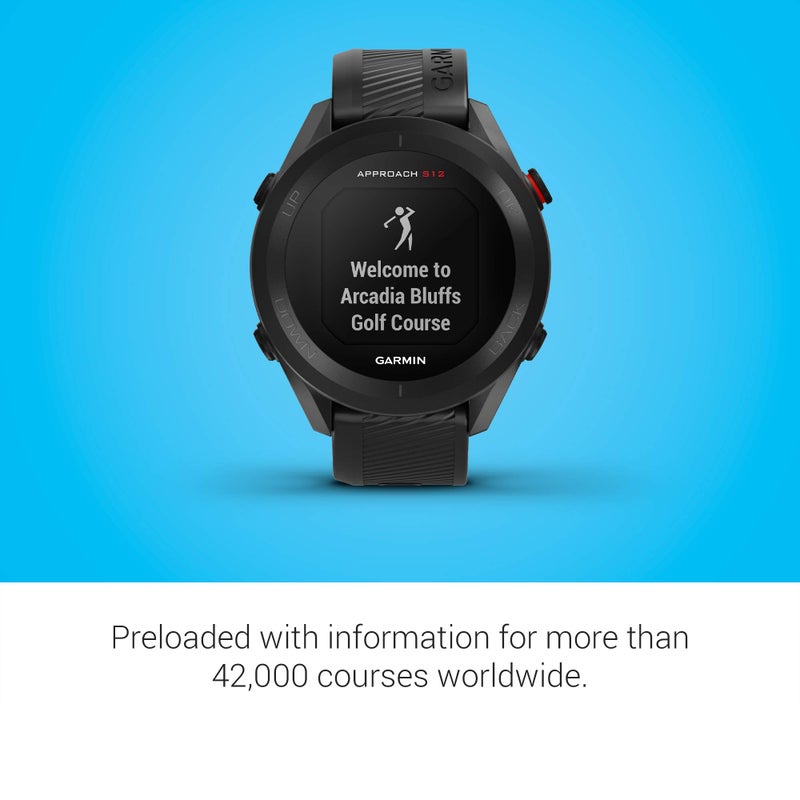 GARMIN ساعة غارمين أبرتش S12، ساعة جولف GPS سهلة الاستخدام، 42,000+ دورة محملة مسبقًا، سوداء، 010-02472-00 - Image 4