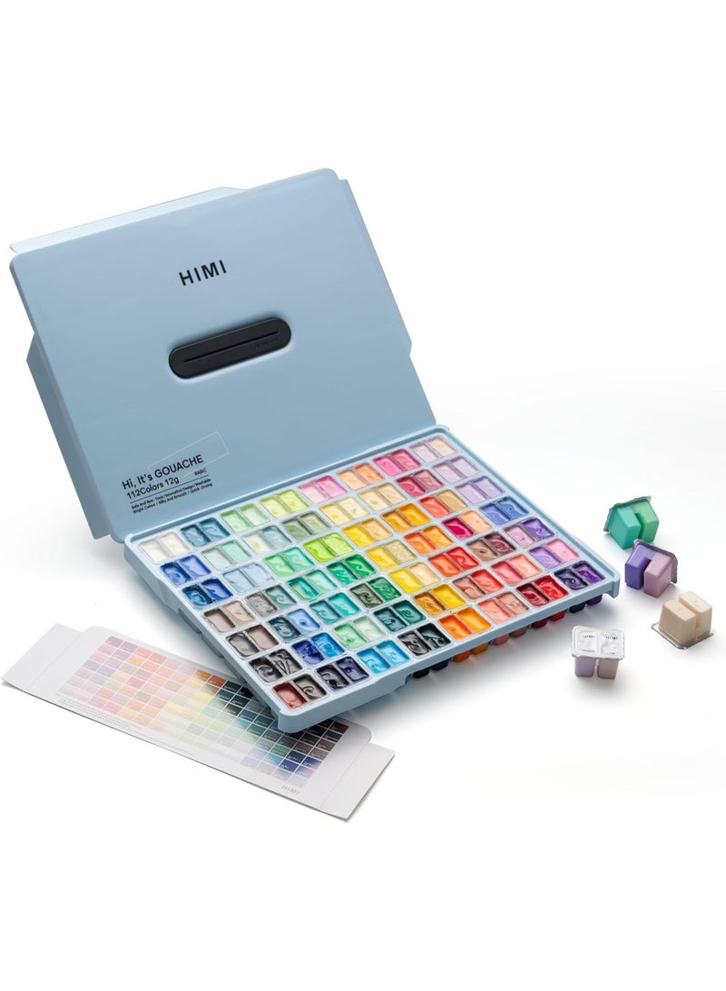 هيمي مجموعة ألوان جواش معدنية احترافية 112 لون × 12 مل – طلاء جواش مائي عالي الجودة للرسم والفنون والحرف اليدوية، ألوان زاهية بتغطية قوية وسهلة المزج، مثالية للفنانين والهواة وطلاب الفنون -أدوات فنية-ألوان فنانين - ألوان رسم - Image 4