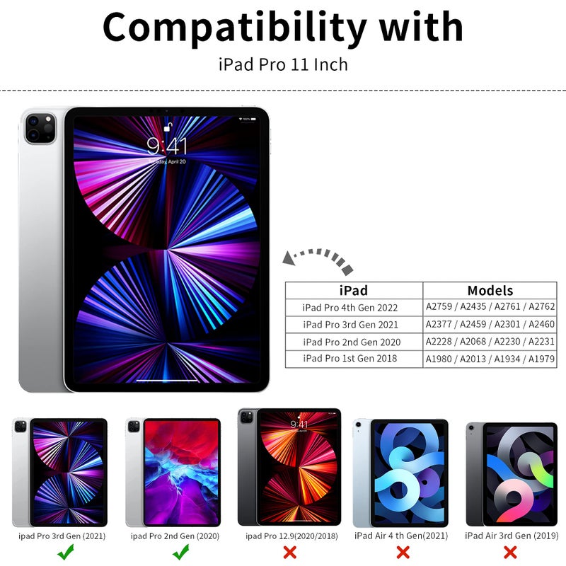 Zoyu حافظة ZOYU لجهاز iPad Pro مقاس 11 بوصة 2020 مع حامل قلم مدمج، حافظة iPad Pro جديدة خفيفة الوزن بغطاء ذكي مع ظهر TPU ناعم +【شحن قلم أبل】+ وضع السكون/الاستيقاظ التلقائي لجهاز iPad Pro 11 2020 و2018 - رمادي - Image 2