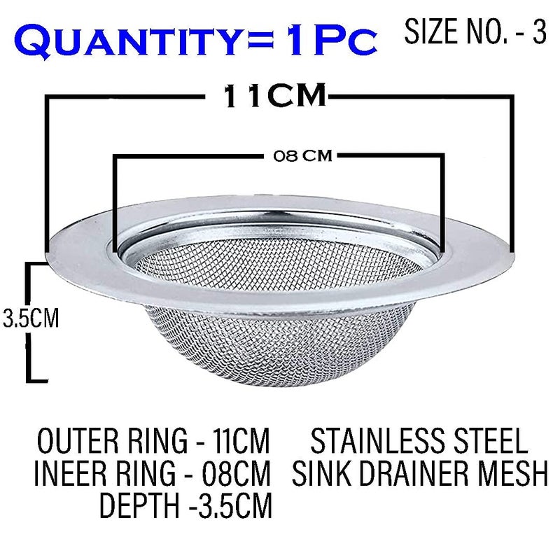 Evaluemart Strong, Durable, Stainless Steel Sink Strainer with Small Holes, Kitchen Drain Basin Basket Filter Stopper Sink Drainer(4-inch/10 cm) - Image 3