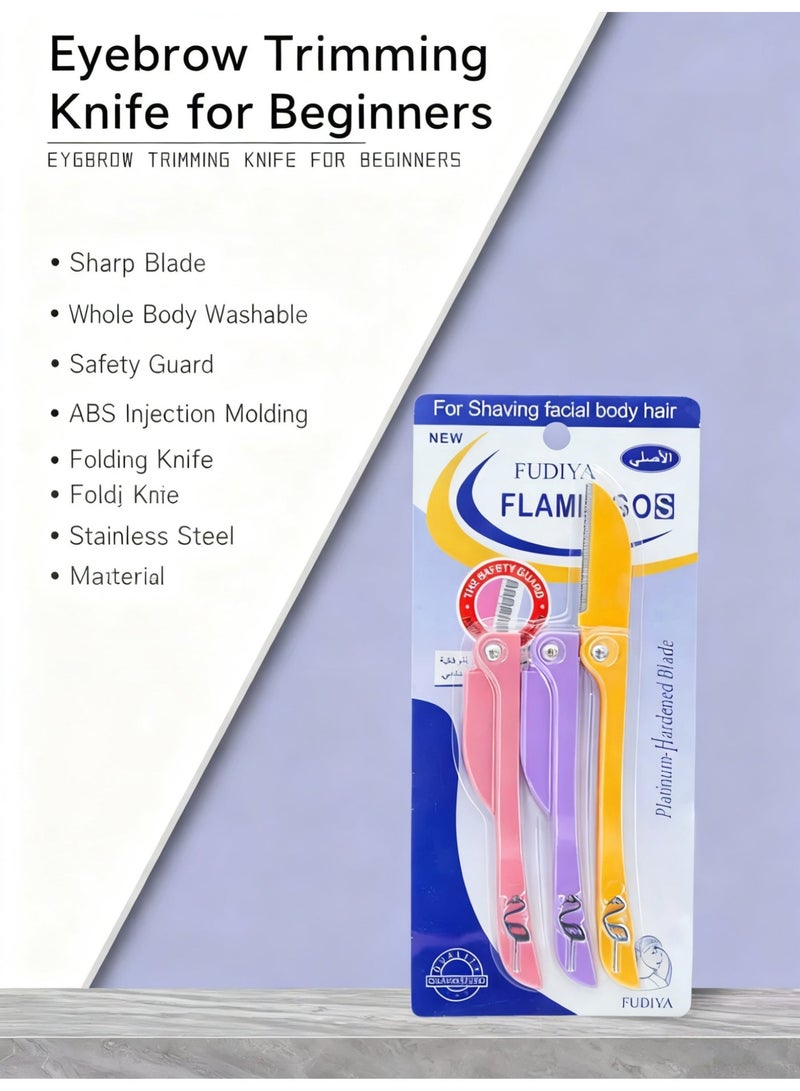 FUDIYA 3 Piece Original Eyebrow Razors - Smooth Facial Razor for Women - Japanese Made Body Hair Shavers with Safety Guard - Gentle Blade for Face & Brows - Image 3