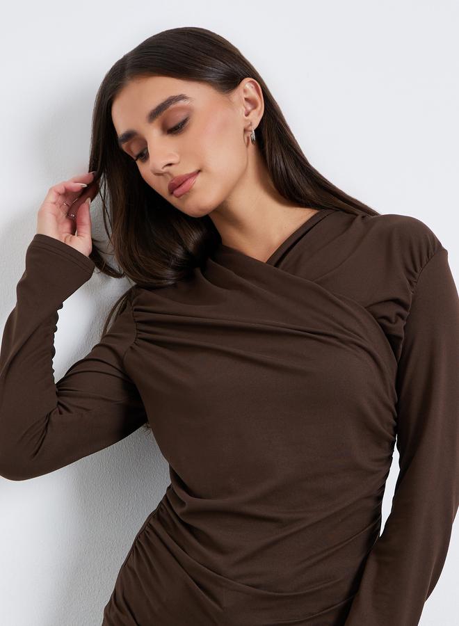 Styli Spring and summer long-sleeved wrap casual Knit Top - Image 1