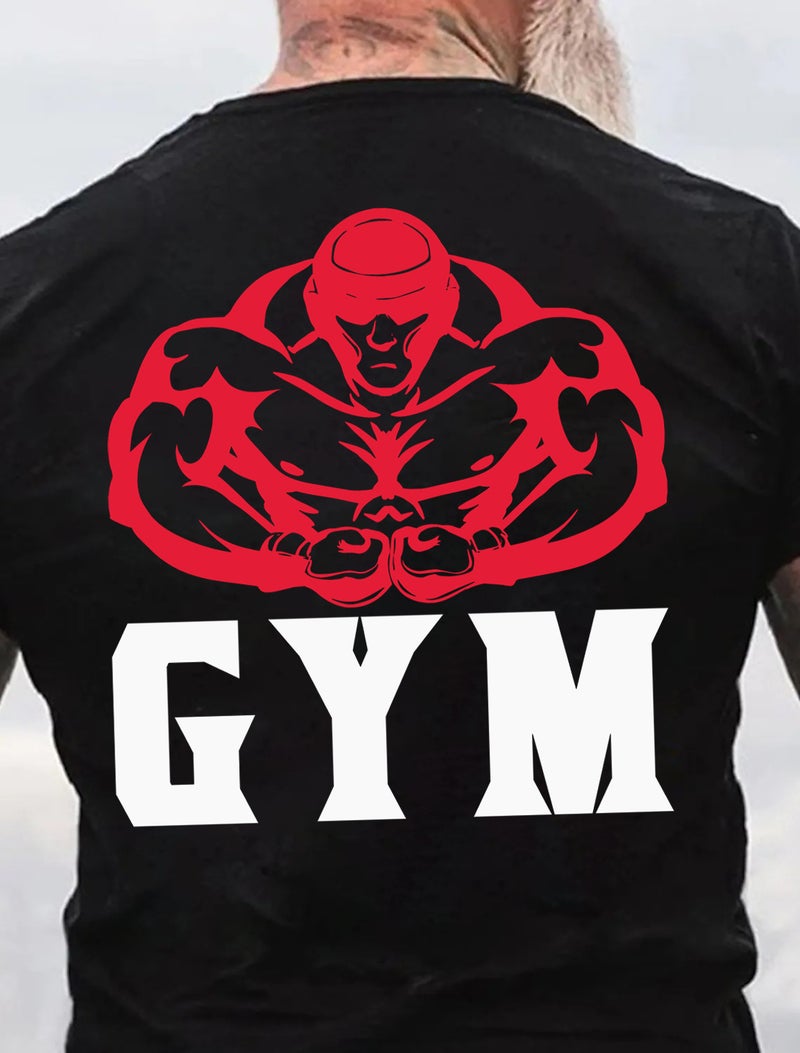 Foreign Trade Cross-border European and American Code plus size Fitness Sports Printing Men's Cotton Summer T-Shirt - Image 4