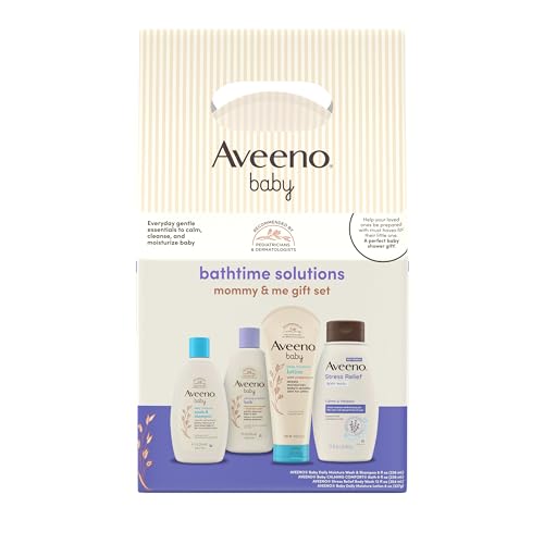 Aveeno Baby Aveeno Baby Bathtime Solutions Mommy Me Gift Set Baby Wash Shampoo Calming Bath Daily Moisturizing Lotion Stress Relief Body Wash for Mom Nourishing Oat Registry Must Haves 4 items