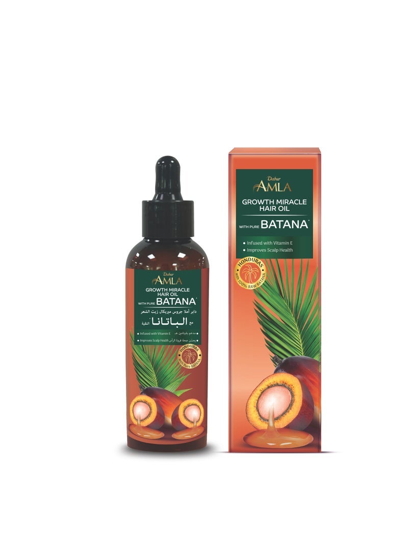 دابر Dabur Amla Pure Batana Growth Hair Oil - 95 مل | مع باتانا خام 100٪ وفيتامين E | يعزز نمو الشعر ويمنع تساقط الشعر وترققه ويحسن النعومة ويعزز اللمعان | من مصادر أخلاقية من هندوراس | مناسب لكل من النساء والرجال - Image 1