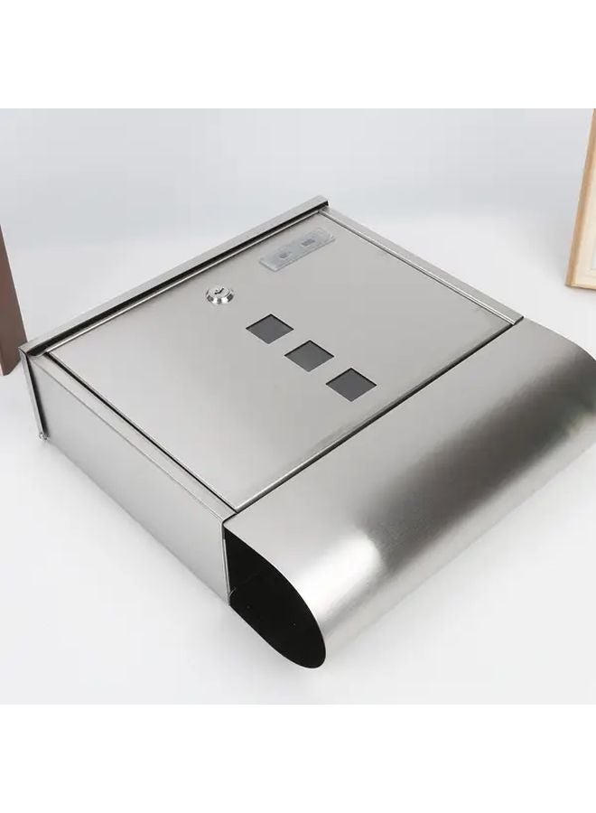 K M 602 Silvery Heavy Duty Stainless Steel Lockable Wall Mounted Outdoor Mailbox - Image 3