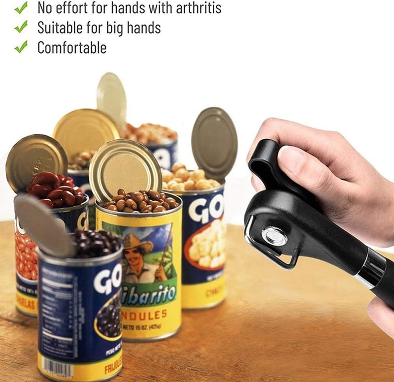 RICKUNCL Can Opener Smooth Edge Manual, Can Opener Handheld, No Sharp Edges, Easy Turn Knob & Comfortable Non-slip Handle, Safe Side Cut Can Opener for Seniors - Image 5