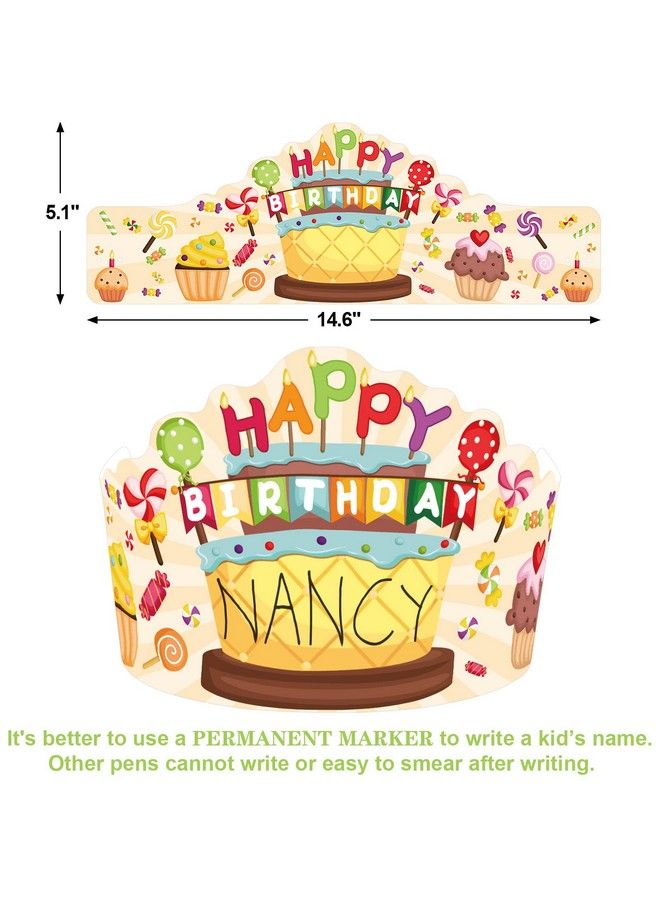 Fancy Land Birthday Crowns For Kids Sweet Cupcake Crowns Classroom Family Birthday School Vbs Party Supplies Pack Of 30 - Image 4