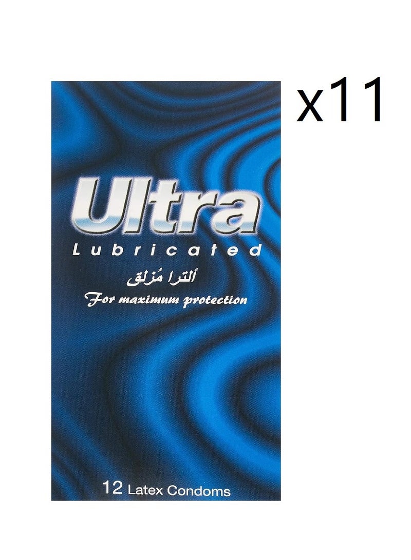 Ultra active Ultra blue lubricated condoms, 12 pieces, 11 pack 