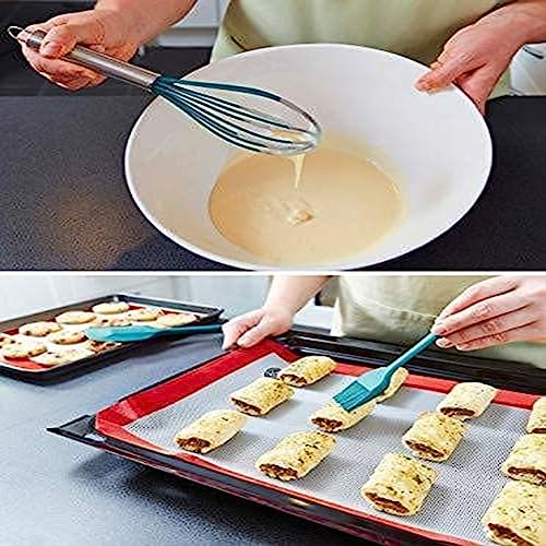 we3 Kitchen Utensil Set 5pcs Heat Resistant Silicone Cooking Nonstick Gadget Cookware with Hanging Hole for Cooking Baking and Mixing(Blue) - Image 3
