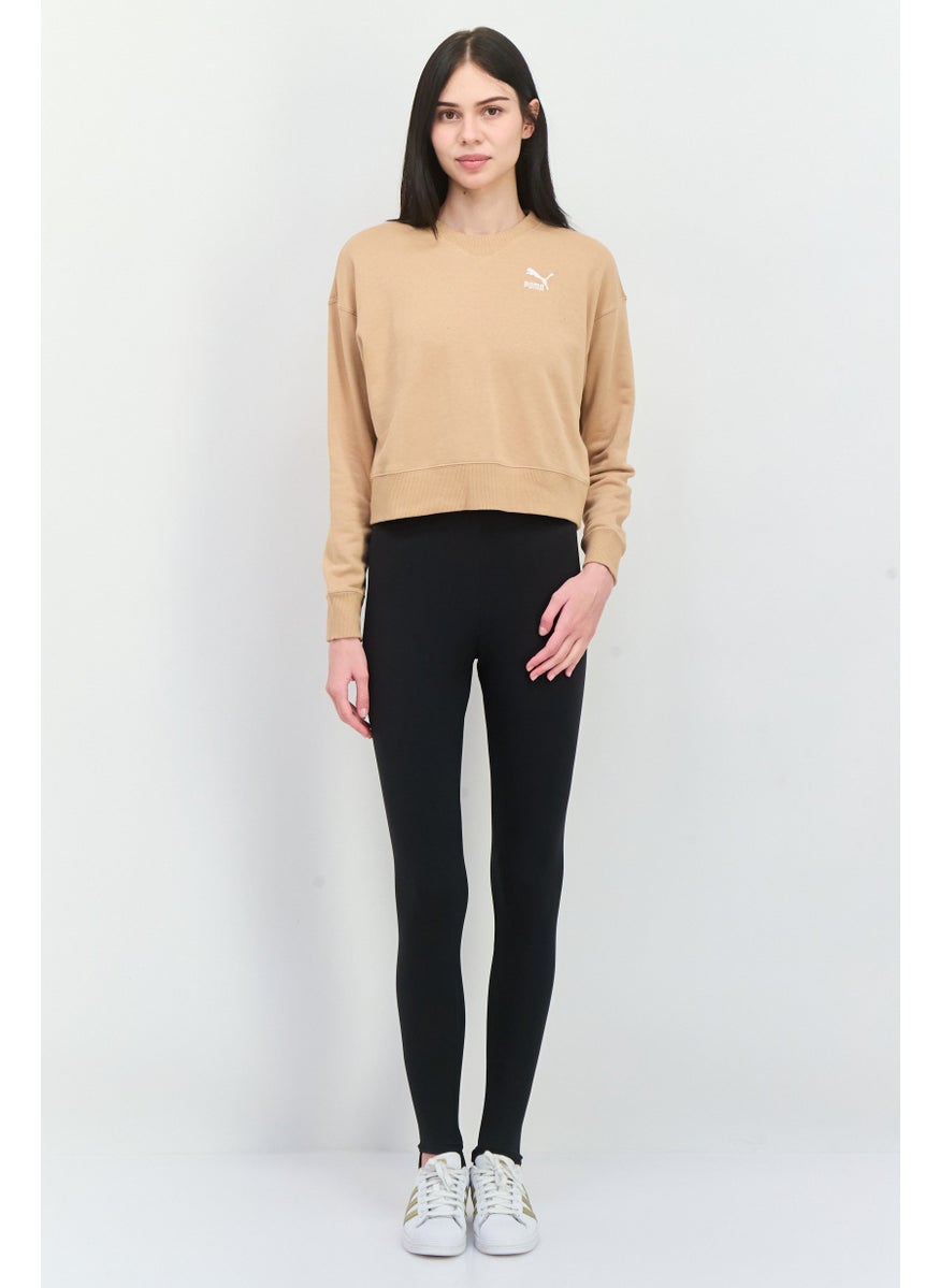 PUMA - Women Relaxed Fit Long Sleeves Outdoor Sweatshirt, Tan - Image 1