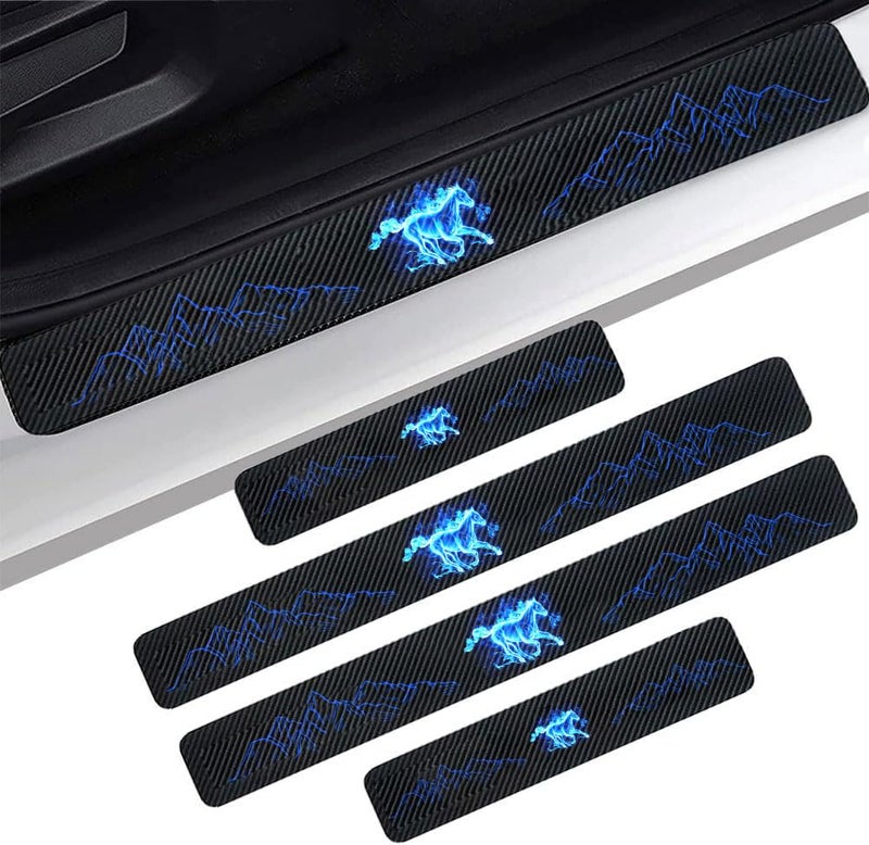 Zteyuzo 4PCS Carbon Fiber Door Sill Protectors Front/Rear Anti-Scratch Entry Guard fit for Bronco Mustang Accessories - Image 1