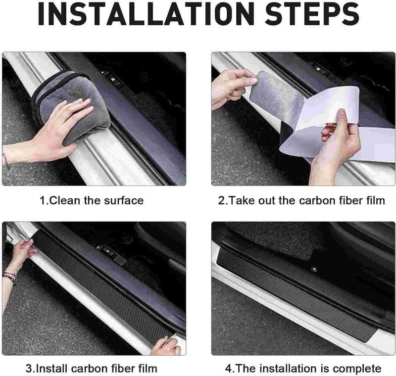 Zteyuzo 4PCS Carbon Fiber Door Sill Protectors Front/Rear Anti-Scratch Entry Guard fit for Bronco Mustang Accessories - Image 2