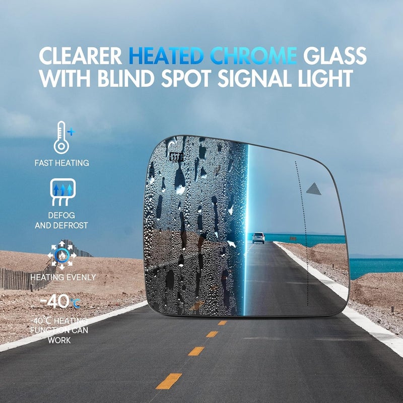 SNEMEEY Passenger Side Mirror Glass for 2013-2020 Jeep Grand Cherokee & 2014-2019 Dodge Durango - Power Heated with Blind Spot - Image 5