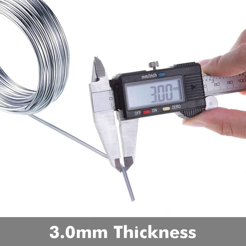 anezus Aluminum Wire, Anezus 9 Gauge Bendable Metal Armature Aluminum Craft Wire for Wreath Making Beading Floral (Silver, 3 mm Thickness) - Image 3