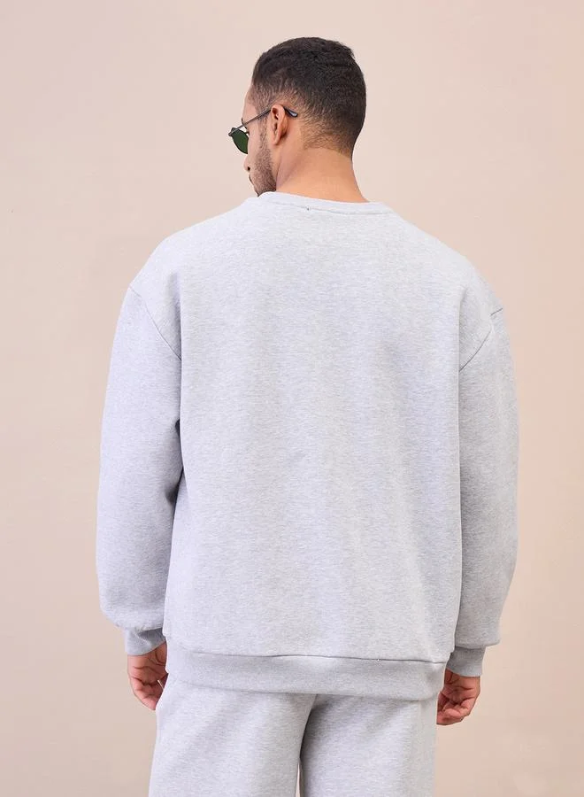 Mascln Sassafras Grey TEXAS Embroidery Oversize Sweatshirt by Styli