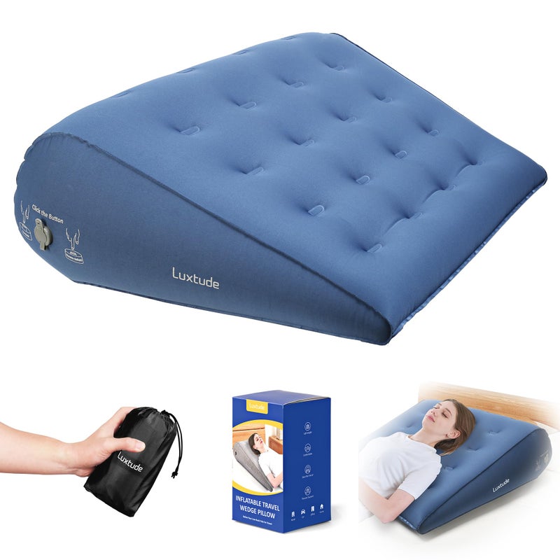 Luxtude Inflatable Wedge Pillow for Sleeping, Travel Wedge Pillow for Acid Reflux Relief, Sleep Apnea, Adjustable Bed Wedges Pillows for Back Pain Relief, Post-Surgery, Snoring and Leg Support - Image 1