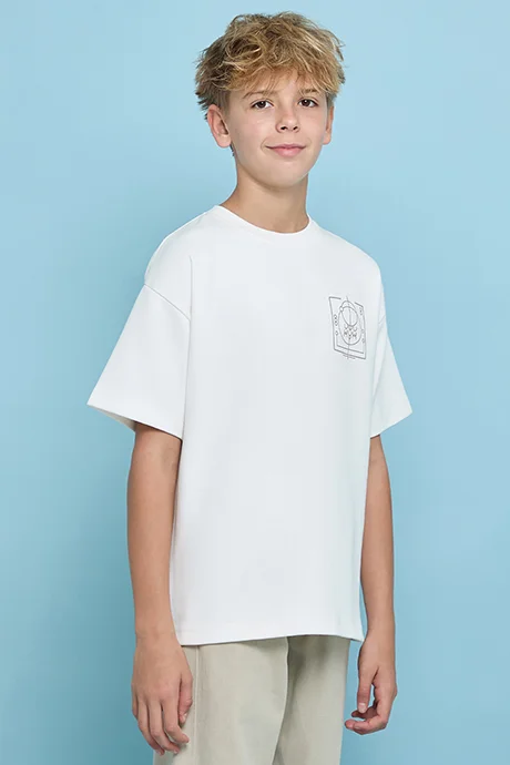 R&B Printed T-Shirt with Crew Neck and Short Sleeves