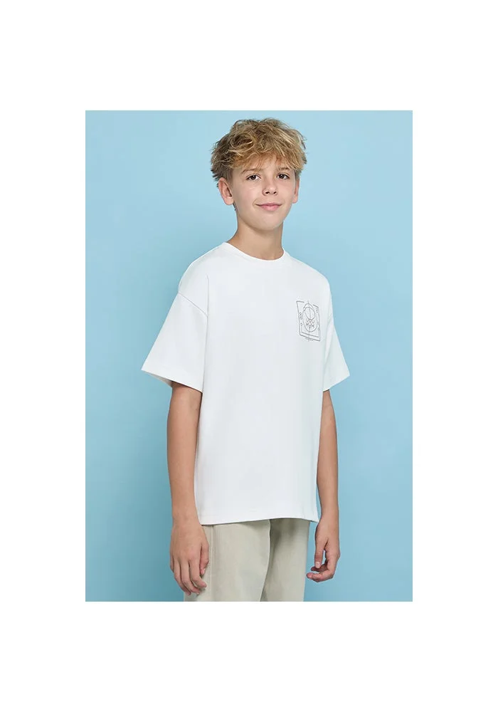 أر أند بي Printed T-Shirt with Crew Neck and Short Sleeves