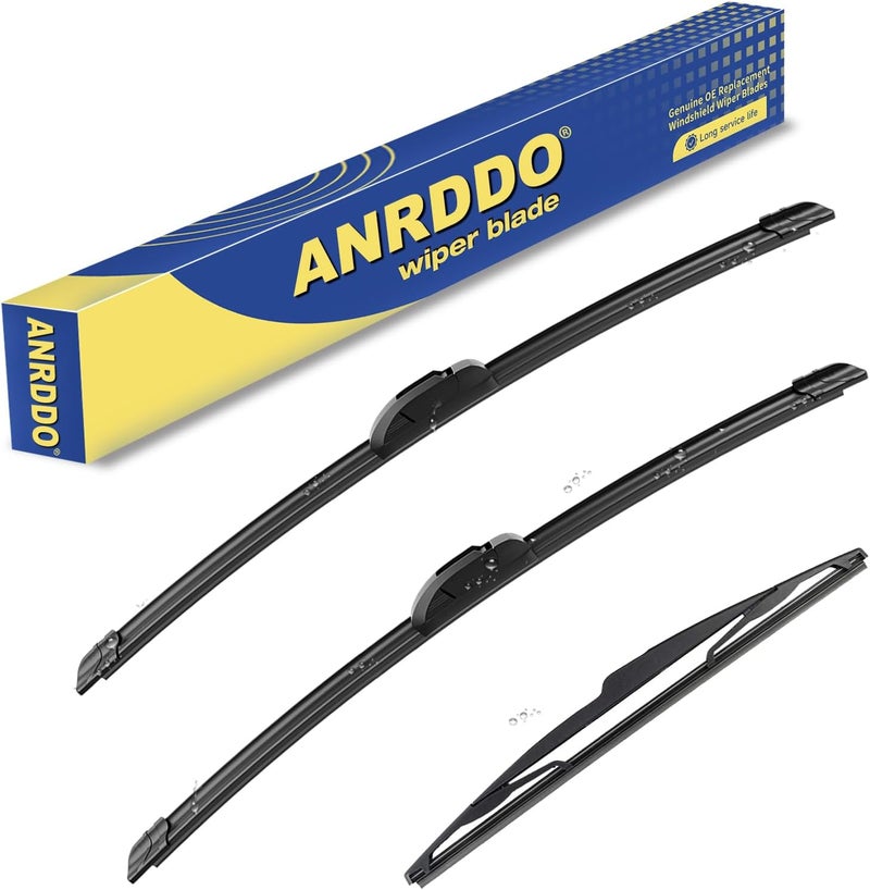 ANRDDO مجموعة استبدال مصنع ANRDDO لمساحات زجاج أمامي لسيارات فورد إيدج 2007-2014، لينكولن MKX 2007-2015، مجموعة شفرات مساحات أصلية مقاس 26"+20"+14" (مجموعة من 3) تهوية ممتازة - Image 1