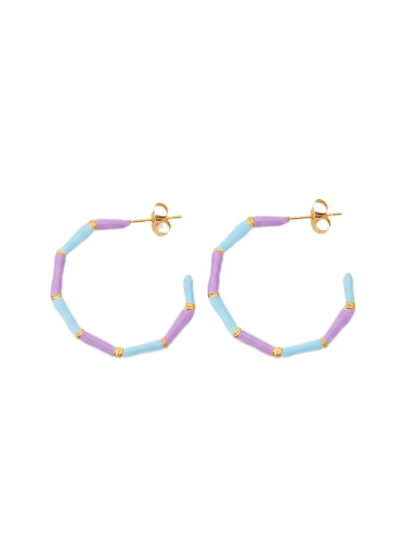 KIRA enamel hoops earrings violet & light blue