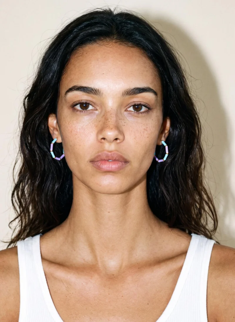 AMIE Dubai  KIRA enamel hoops earrings violet & light blue for Women | Best Price UAE