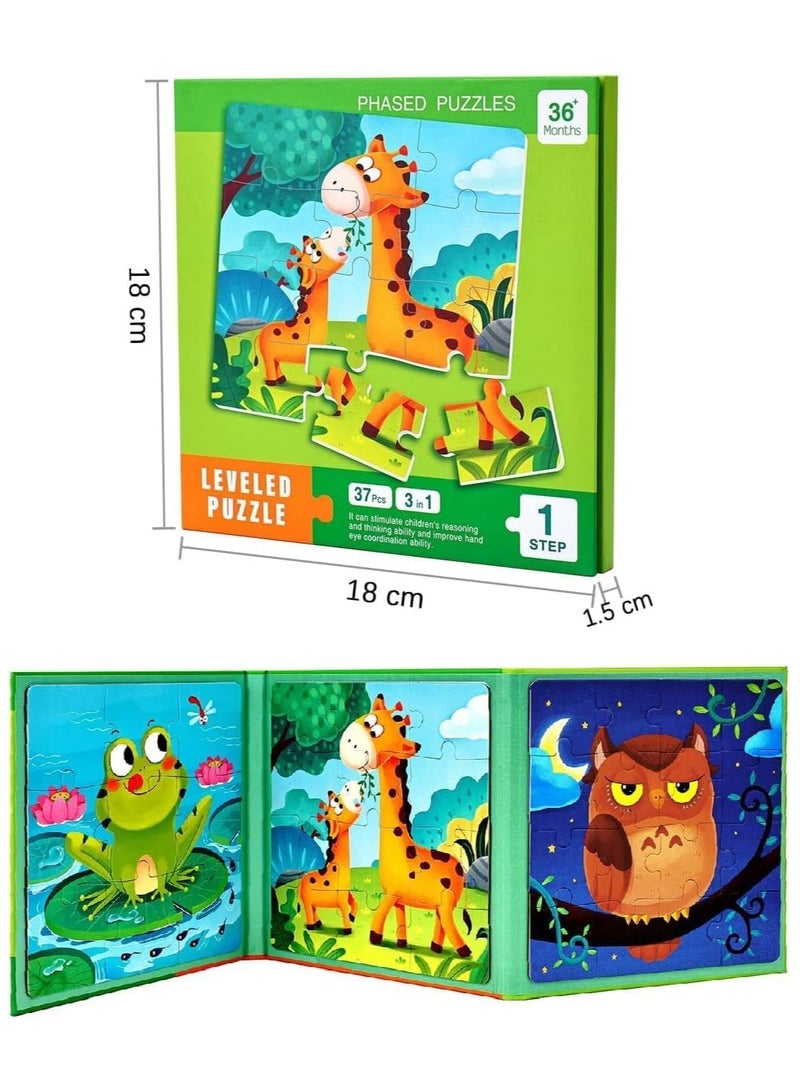 Mr. Penda Animals Themed Magnetic Jigsaw Puzzle, 3 Styles Jigsaw Puzzle Book Animal Magnetic Jigsaw Puzzles for Kids, Jigsaw Puzzles for Toddlers, Portable Travel Magnetic Jigsaw Puzzle Toys for Kids Boys Girls 3+ Years Old - Image 2