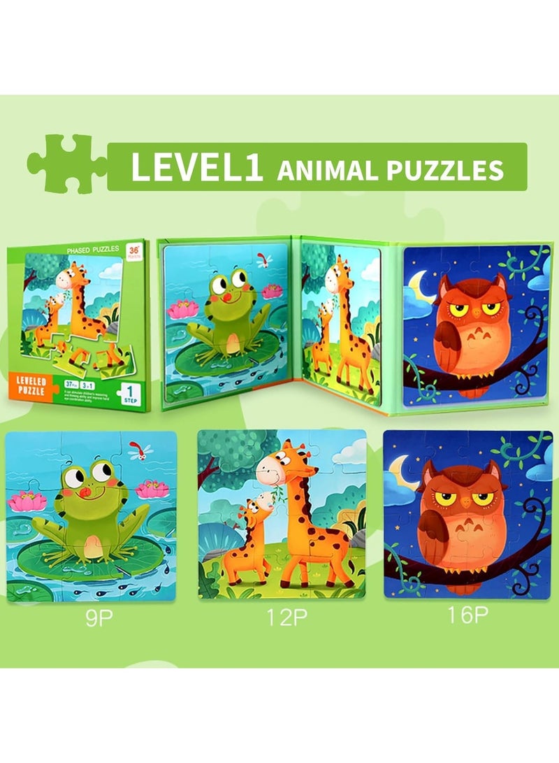 Mr. Penda Animals Themed Magnetic Jigsaw Puzzle, 3 Styles Jigsaw Puzzle Book Animal Magnetic Jigsaw Puzzles for Kids, Jigsaw Puzzles for Toddlers, Portable Travel Magnetic Jigsaw Puzzle Toys for Kids Boys Girls 3+ Years Old - Image 3