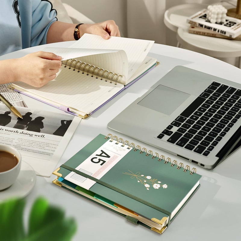 Ovesmusl Hardcover Spiral Notebooks 6.1" X 8.4" Note Taking 5 Subject Notebook College Ruled with Dividers 240 Pages 100GSM Aesthetic Spiral Notebook for Work School Cute Journals for Women Writing, Green - Image 5