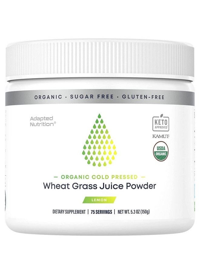 Adapted Nutrition - Organic Wheatgrass Juice Powder With Kamut ; 75 Servings ; Chlorophyll & Trace Minerals ; No Maltodextrin & Sugar ; Delicious Lemon Flavor - Image 1