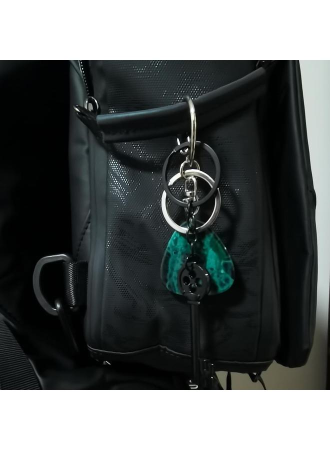 الأزرق جي دبليو مجموعة مطابقة حجر رؤية سلسلة مفاتيح كورالين - اكسسوارات تنكرية لفيلم رعب كارتوني - مجوهرات بضائع بأزرار للبنات والأولاد - Image 5