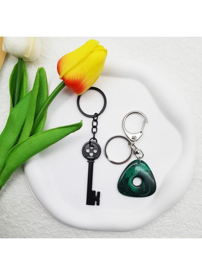 الأزرق جي دبليو مجموعة مطابقة حجر رؤية سلسلة مفاتيح كورالين - اكسسوارات تنكرية لفيلم رعب كارتوني - مجوهرات بضائع بأزرار للبنات والأولاد - Image 3