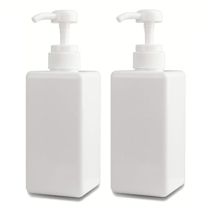 PUMP BOTTLE REFILLABLE PLASTIC EMPTY LOTION SOAP DISPENSER LIQUID CONTAINER FOR BATHROOM SHAMPOO AND BODY WASH 22OZ650ML WHITE 2 PACK