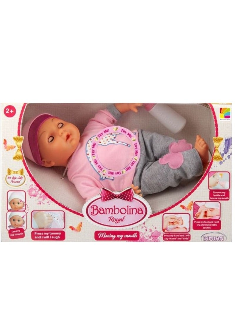 Bambolina دمية بامبولينا الملكية بحركة الفم 15 بوصة