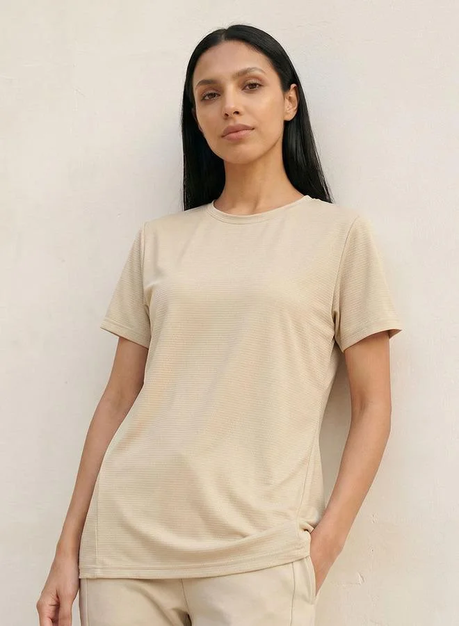 Splash Active WHITE Soft Touch Textured T-shirt for Women | Best Price UAE
