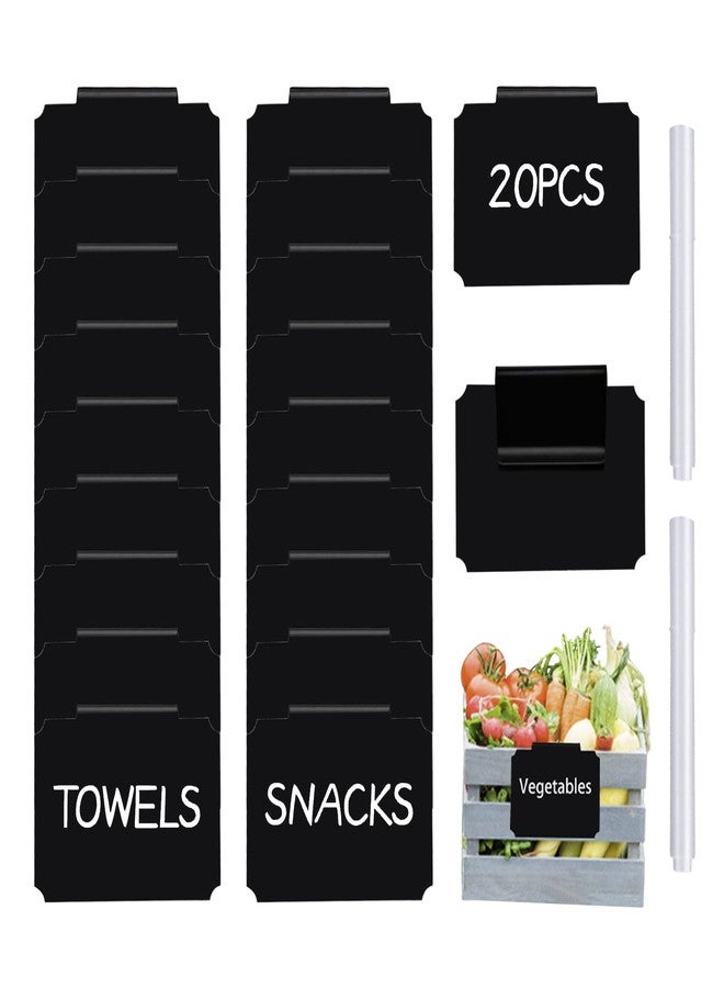 badigo 20 Basket Labels Clip On, Reusable Labels for Storage Bins, Removable Bin Labels Pantry Labels, Kitchen Closet Baskets and Storage Basket Holders with 2 White Chalk Markers - Image 1