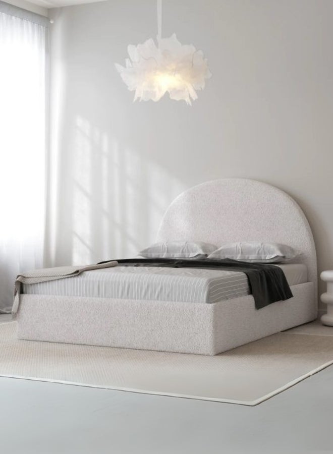 Bed and Mattress Home Nova Nest Upholstered Premium King Size ( Mattress Size 180 X 190 CM ) Off White Color Bed Size 204 W X 188 L CM ( Mattress Sold Separately )  - Image 1