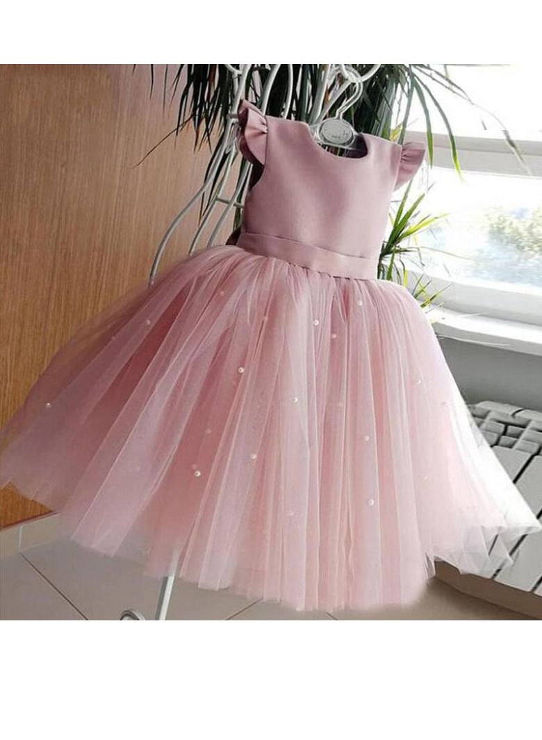 Fashionable Cute Girls Dresses Pink  - Image 1