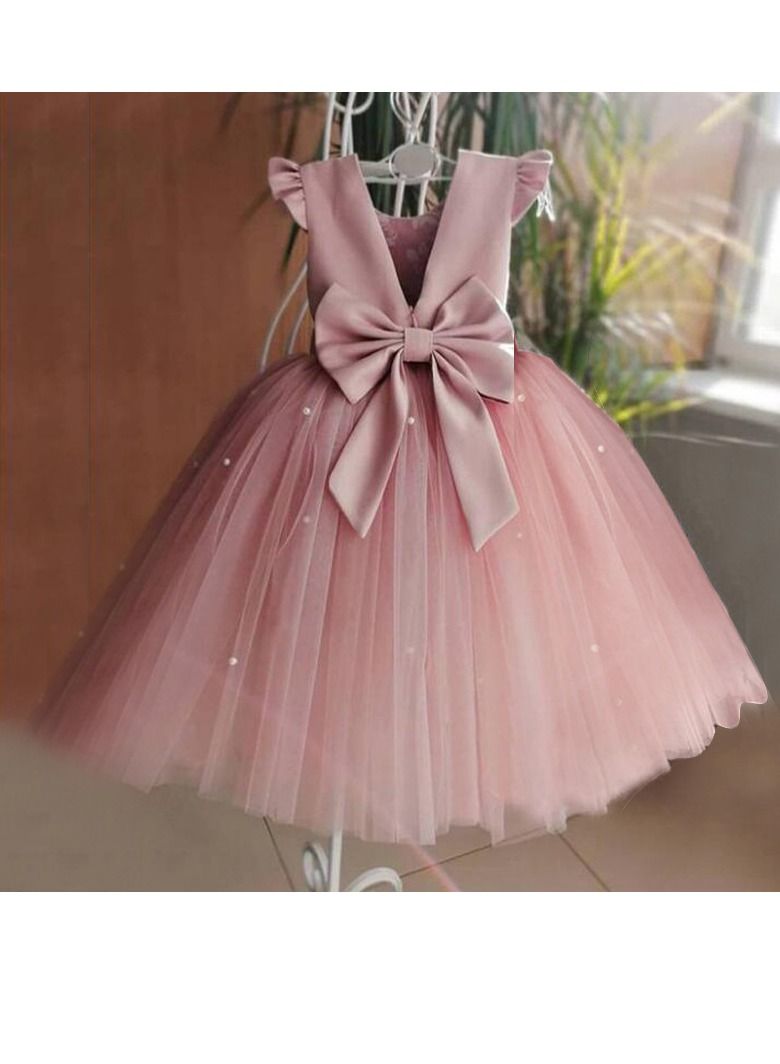 Fashionable Cute Girls Dresses Pink  - Image 2