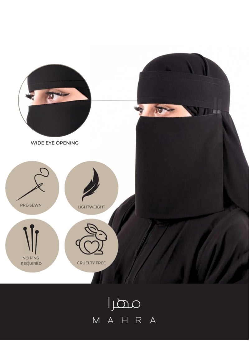 Generic - Saudi Niqab | 12 x 10 Inches | Soft and Breathable Chiffon & Polyester Blend | Customizable Fit | Perfect for Everyday Use, Celebratory Events, Festivals & Religious Gatherings - Image 1
