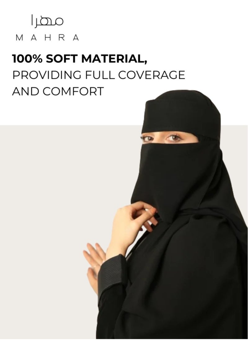 Generic - Saudi Niqab | 12 x 10 Inches | Soft and Breathable Chiffon & Polyester Blend | Customizable Fit | Perfect for Everyday Use, Celebratory Events, Festivals & Religious Gatherings - Image 1