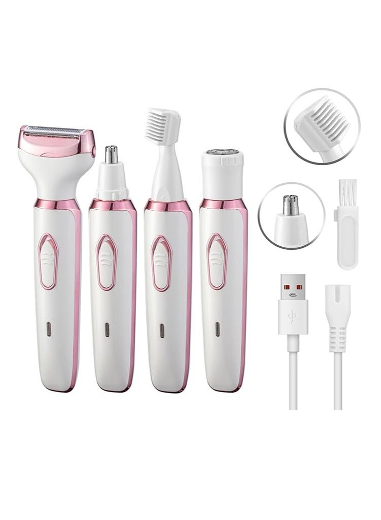 ماكينة حلاقة كهربائية للنساء 4 في 1 قابلة لإعادة الشحن وغير مؤلمة للجسم وآلة إزالة شعر الوجه للساقين والوجه والإبطين - Image 1