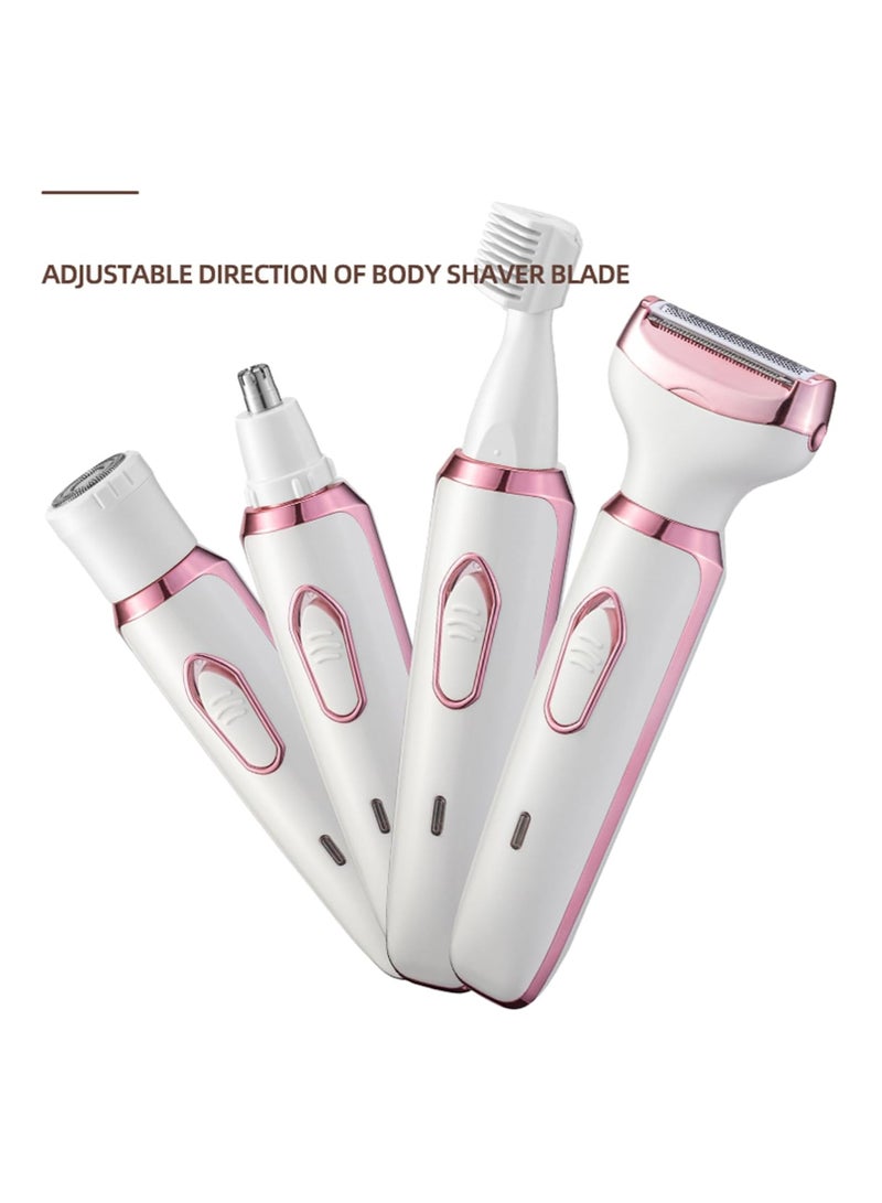 ماكينة حلاقة كهربائية للنساء 4 في 1 قابلة لإعادة الشحن وغير مؤلمة للجسم وآلة إزالة شعر الوجه للساقين والوجه والإبطين - Image 4