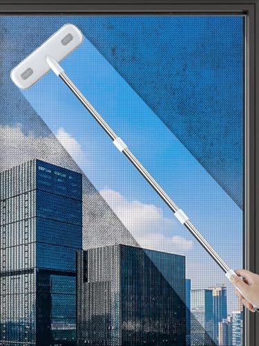 IMHO فرشاة تنظيف النوافذ IMHO، أداة تنظيف الشاشات، فرشاة تنظيف شبكية 2 في 1، فرشاة صغيرة لشاشات الفناء، الباب، الشرفة، فرشات بيضاء ورمادية لتنظيف الشاشات - Image 1