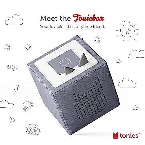 Tonies توني بوكس 1 مجموعة بدء تشغيل مشغل الصوت مع جرو اللعب - استمع وتعلم والعب مع صندوق صغير قابل للعناق - رمادي - Image 2