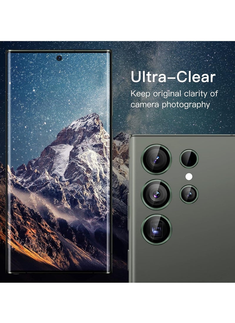 vesus Camera Lens Protector for Samsung Galaxy S23 Ultra 5G 6.8-Inch, 9H Tempered Glass Metal Individual Ring Cover, Easy Installation Tray, HD Clear, Set of 5 (Green) - Image 3